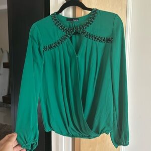 Ro&De green blouse with black beads